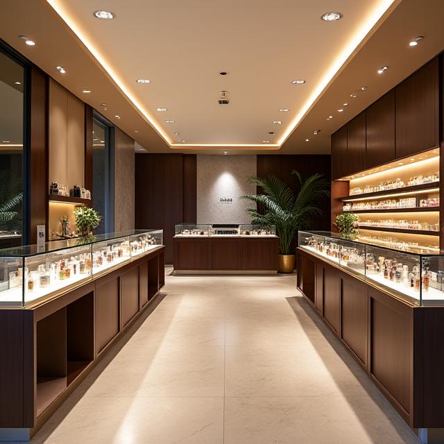 Moderner und luxuriöser Innenraum der Parfum-Boutique in Zürich.